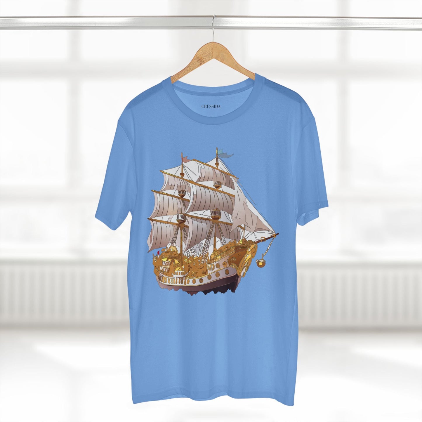Ship Graphic Unisex 100 Cotton T-Shirt with Gold Frigate Art Design 11