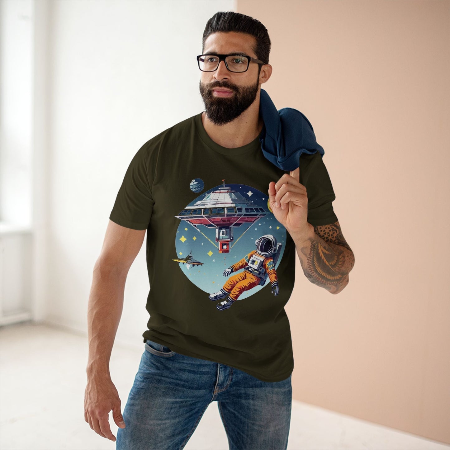 Cosmos Astronaut Shirt Unisex Premium Cotton Tee With Original Art Design By Retro2Nova