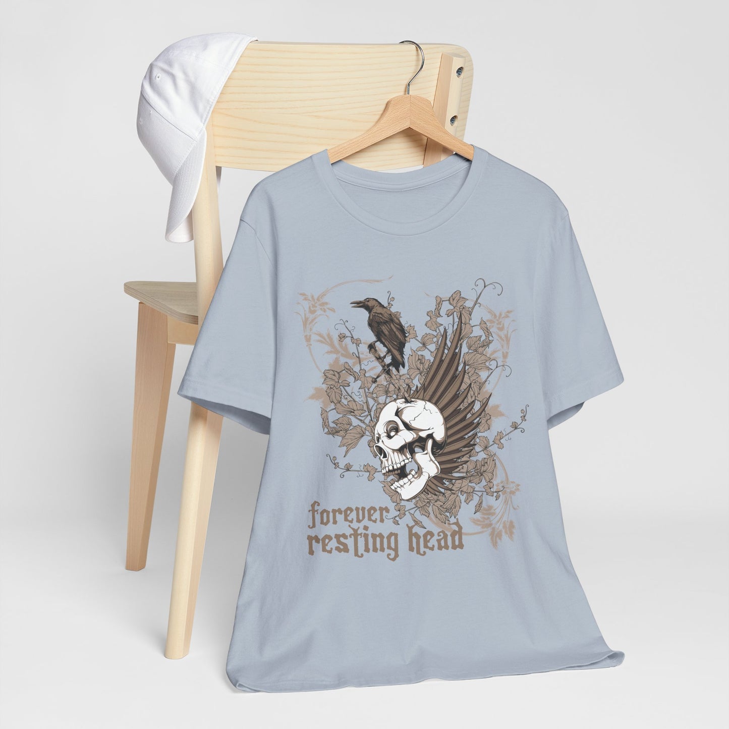 Forever Resting Head Tee, Edgy Graphic Shirt, Music T-Shirt, Gothic Tees, Skull Shirt, Art Design Tee, Skull Graphic Top