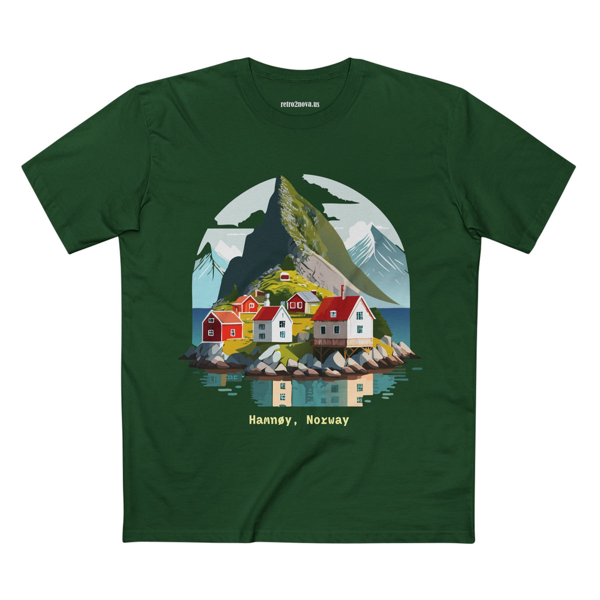 Hamnøy Norway Village Illustration Tee | Scandinavian Coastal Landscape