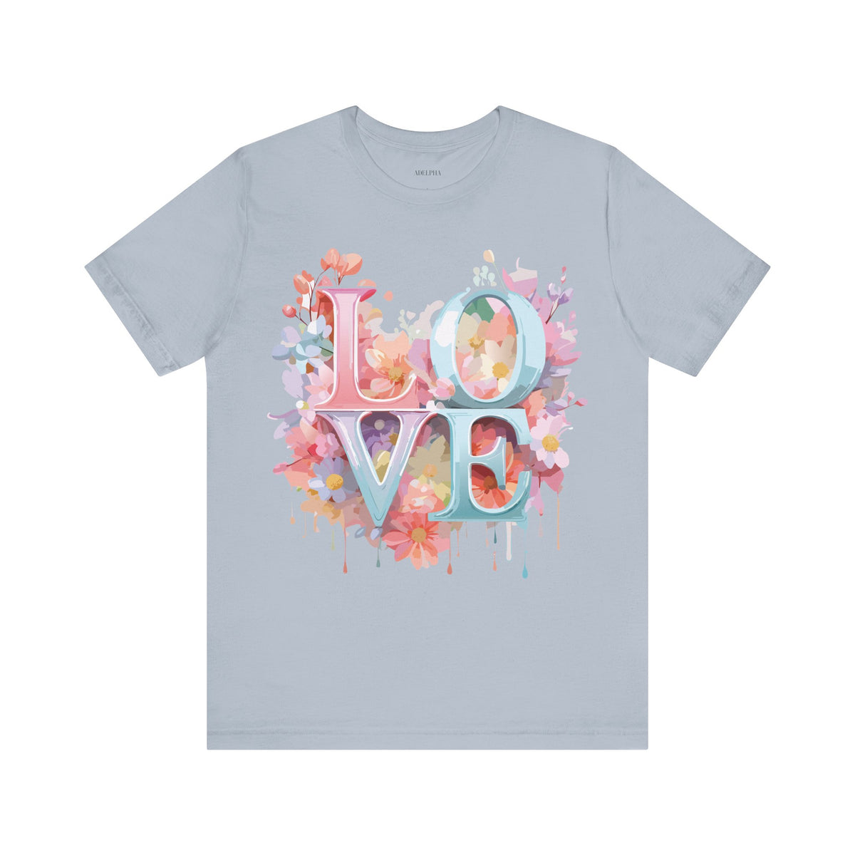 Valentine's Day Graphic Unisex Cotton Bella+Canvas Tee with Floral Art Design d110
