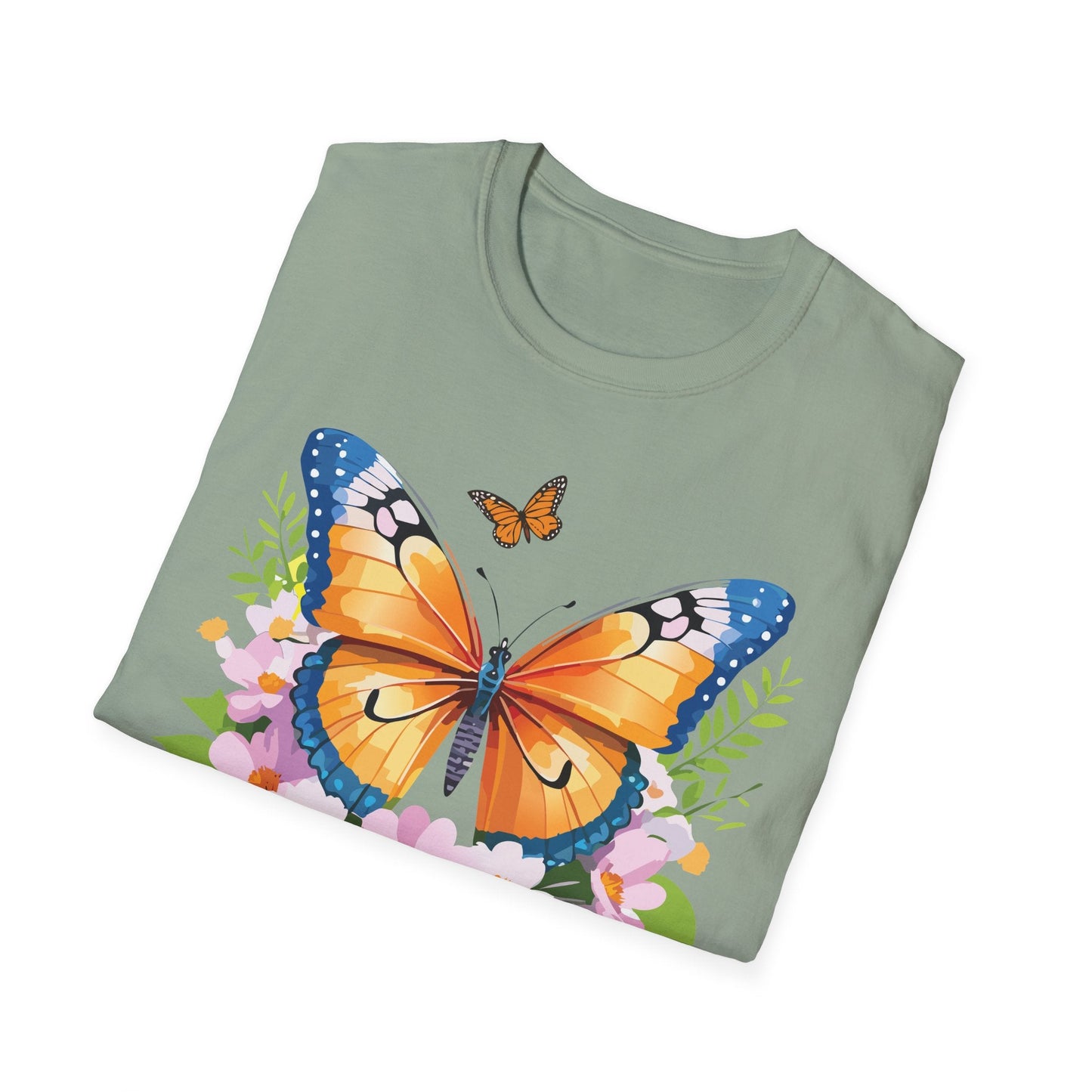 Butterfly Shirt Unisex Cotton Tee Monarch Butterfly Design Gildan Softstyle 64000 Short Sleeve