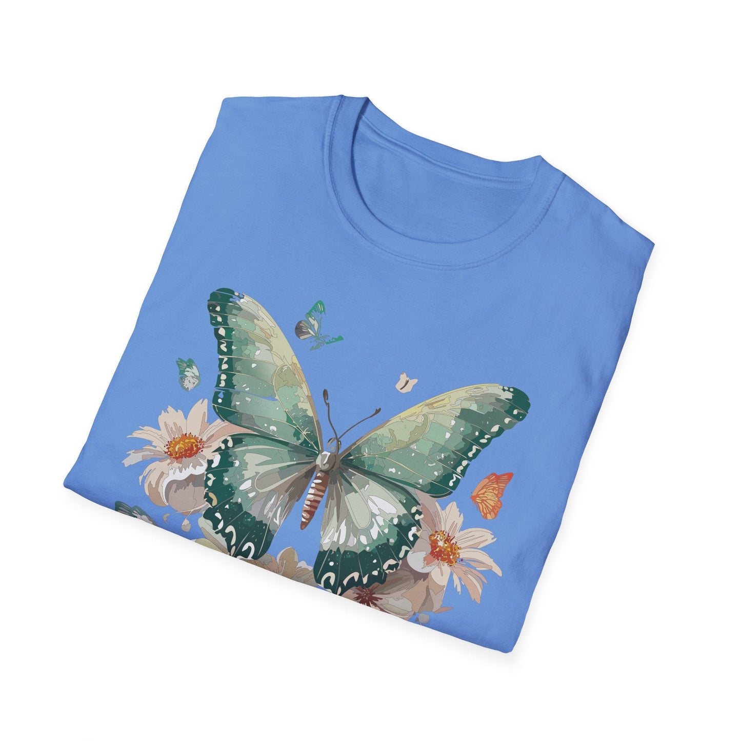 Butterfly T Shirt Unisex Softstyle Tee 100 Percent Ring Spun Cotton Monarch Design Premium Comfort