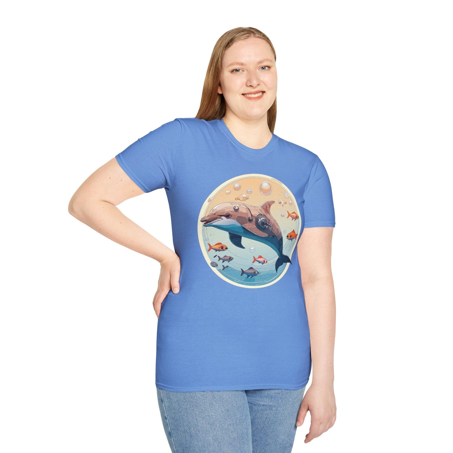 Dolphin Shirt Unisex Softstyle Tee 100 Percent Ring Spun Cotton Breathable Gildan 64000