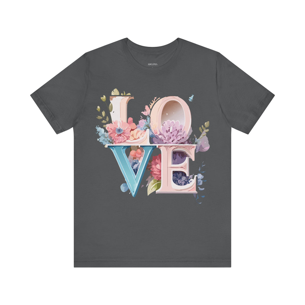 Valentine's Day Graphic Unisex Cotton Bella+Canvas Tee with Floral Art Design d122