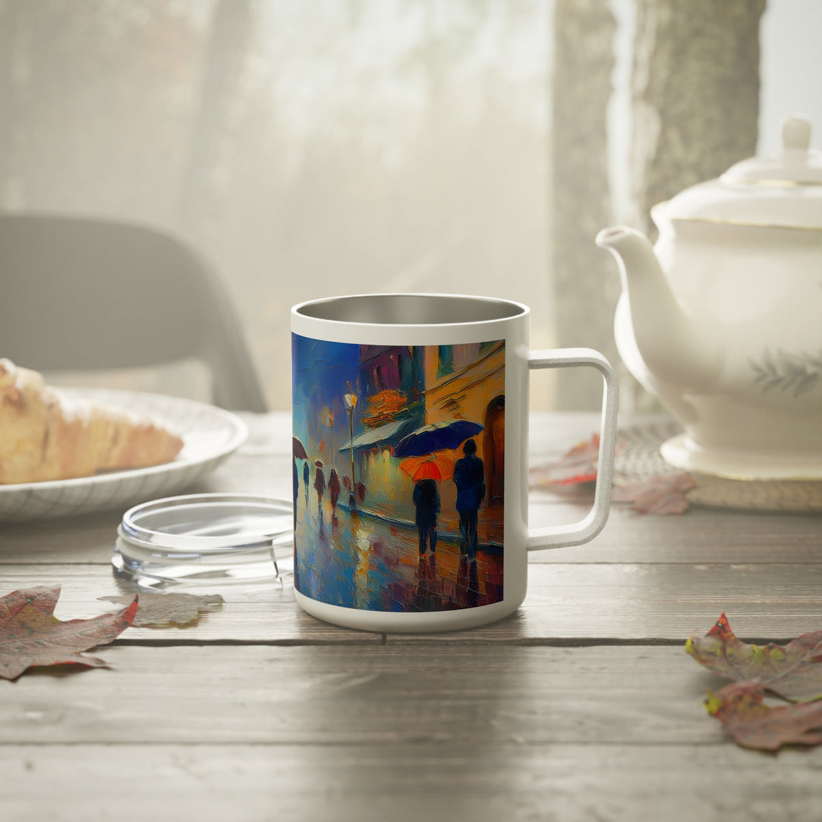 Art Design Insulated Coffee Mug with Clear Lid 10oz Insulated Coffee Mug 10oz
