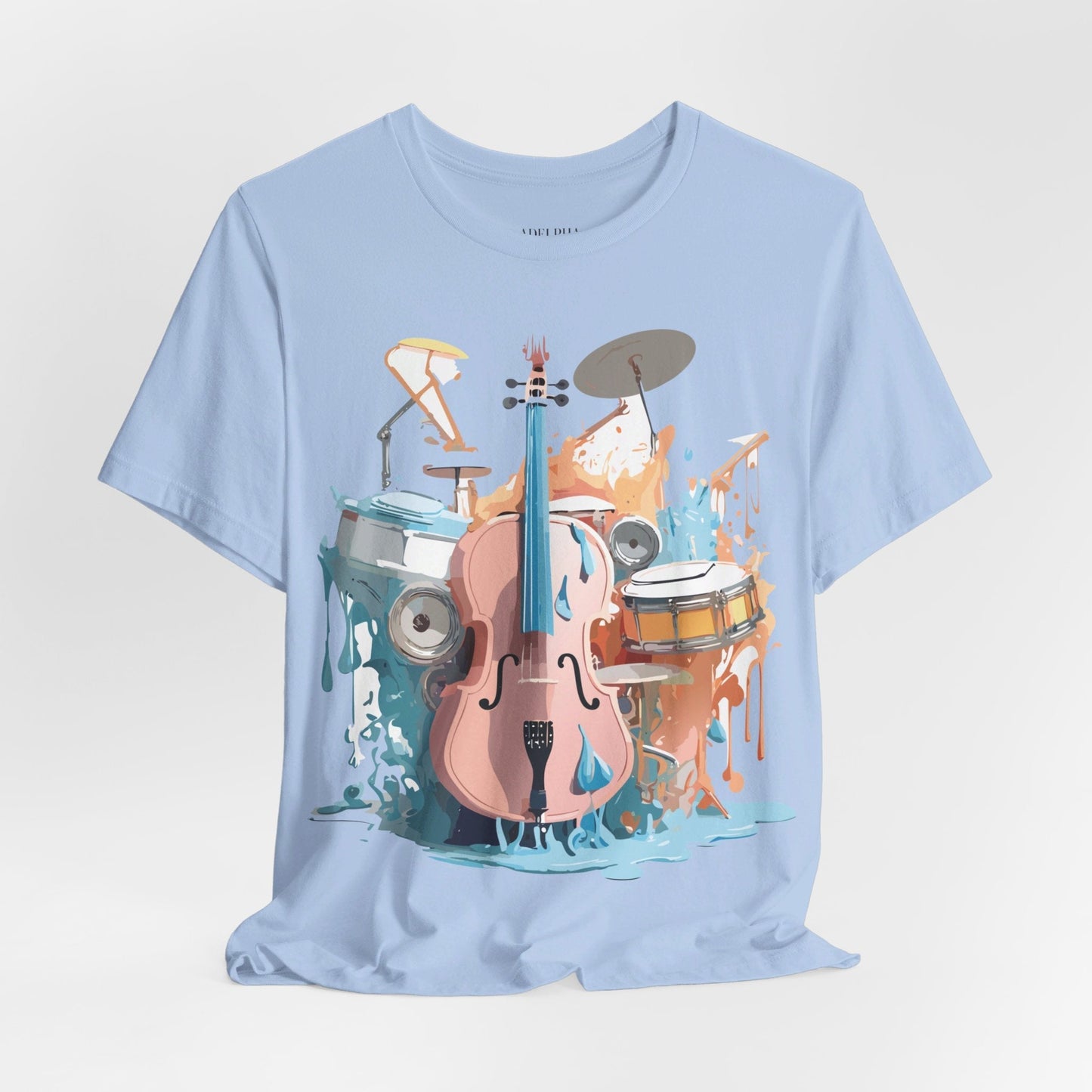 Music Graphic Unisex 100 Cotton Vintage Art with Musical Elements Tee 74