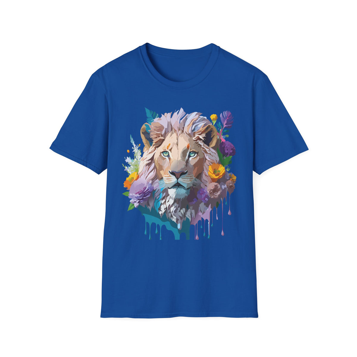 Watercolor Lion Face T-Shirt | Floral Safari Animal Tee