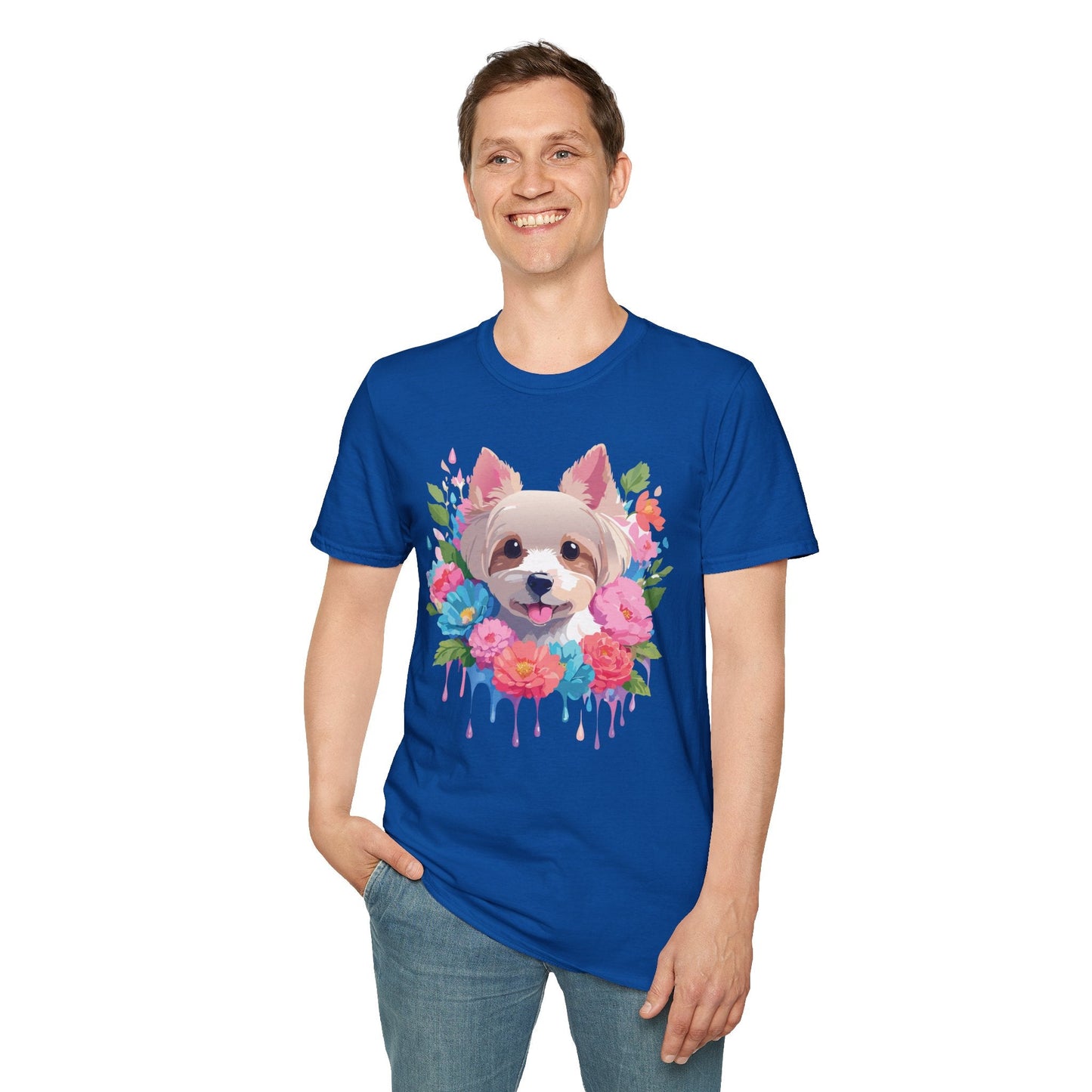 Unisex Gildan Softstyle Animal Print Dog Shirt Tee 100 Percent Cotton