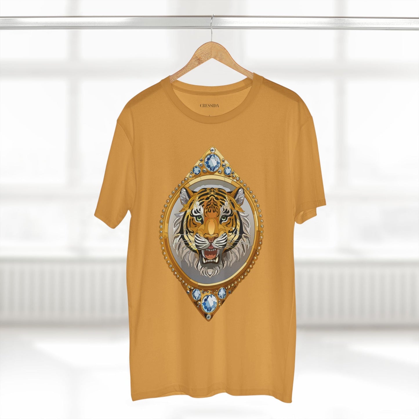 Tiger Graphic Unisex 100 Cotton Tee With Unique Animal Golden Medallion Art Design 1