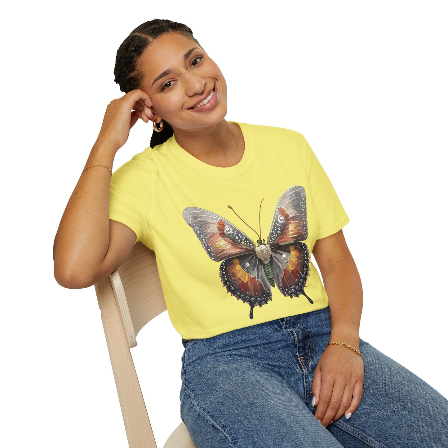Butterfly Shirt Unisex Lightweight 100 Cotton Gildan Softstyle 64000 Tee Monarch Butterfly Design