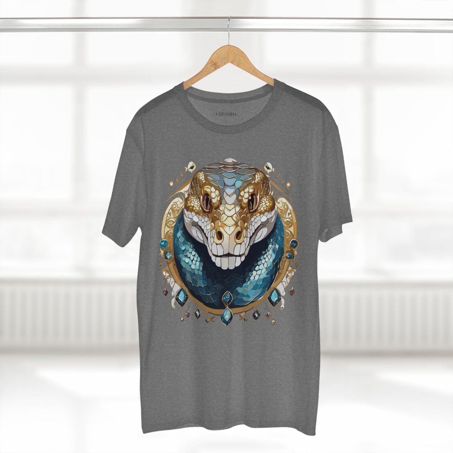 Snake Graphic Unisex 100 Cotton Tee With Unique Animal Golden Medallion Art Design 43