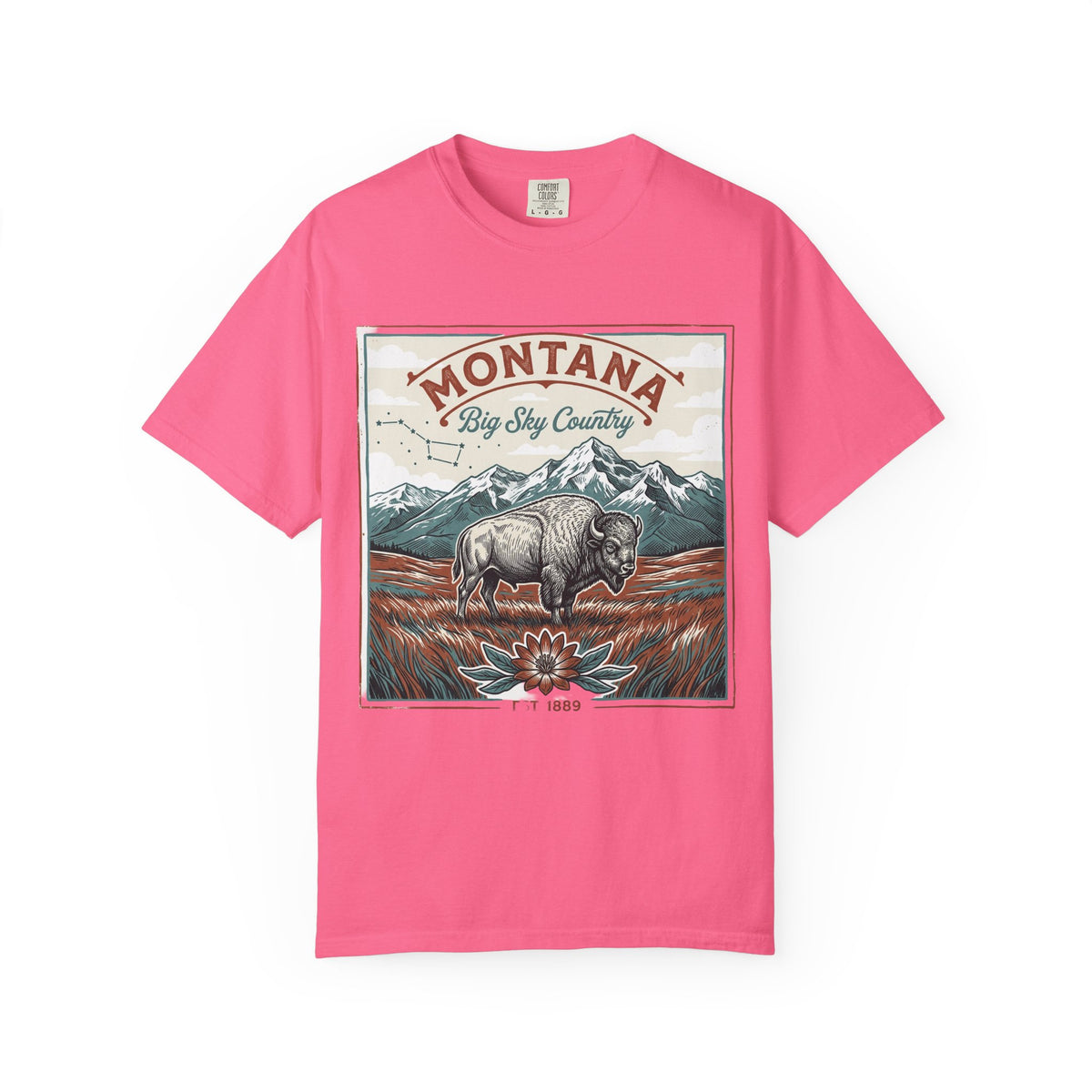 Montana Graphic Unisex Heavyweight Garment-Dyed Travel Tourist Graphic Gift Tee 100 Cotton Comfort Colors T-Shirt