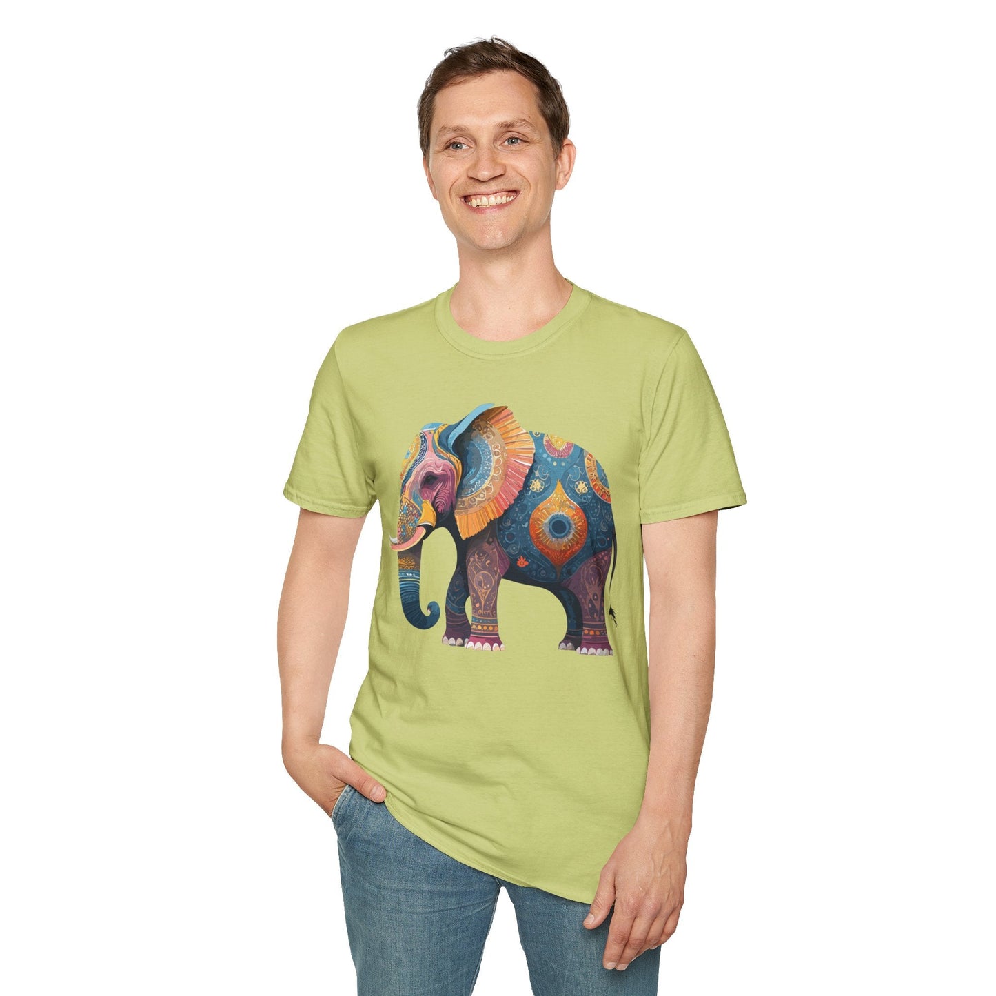 Elephant T Shirt Unisex Gildan Softstyle 64000 Tee With Animal Elephant Graphic Artwork