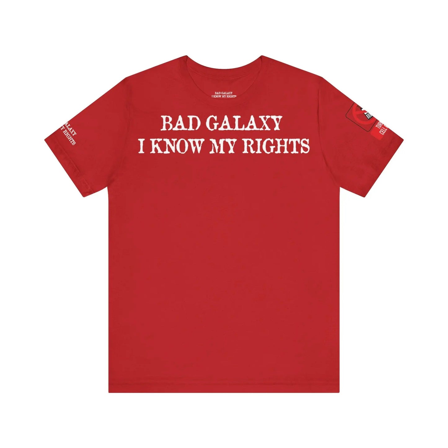 Red Stamp Tee Shirt 100 Percent Cotton From Bad Galaxy Eco Friendly Inks Made To Order In USA