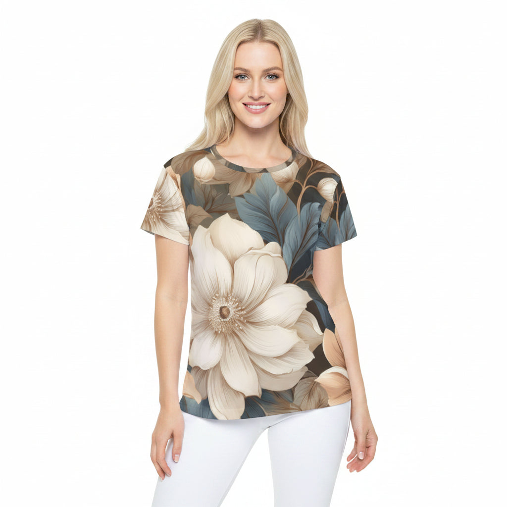 Women Poly Shirt with Floral Print F304