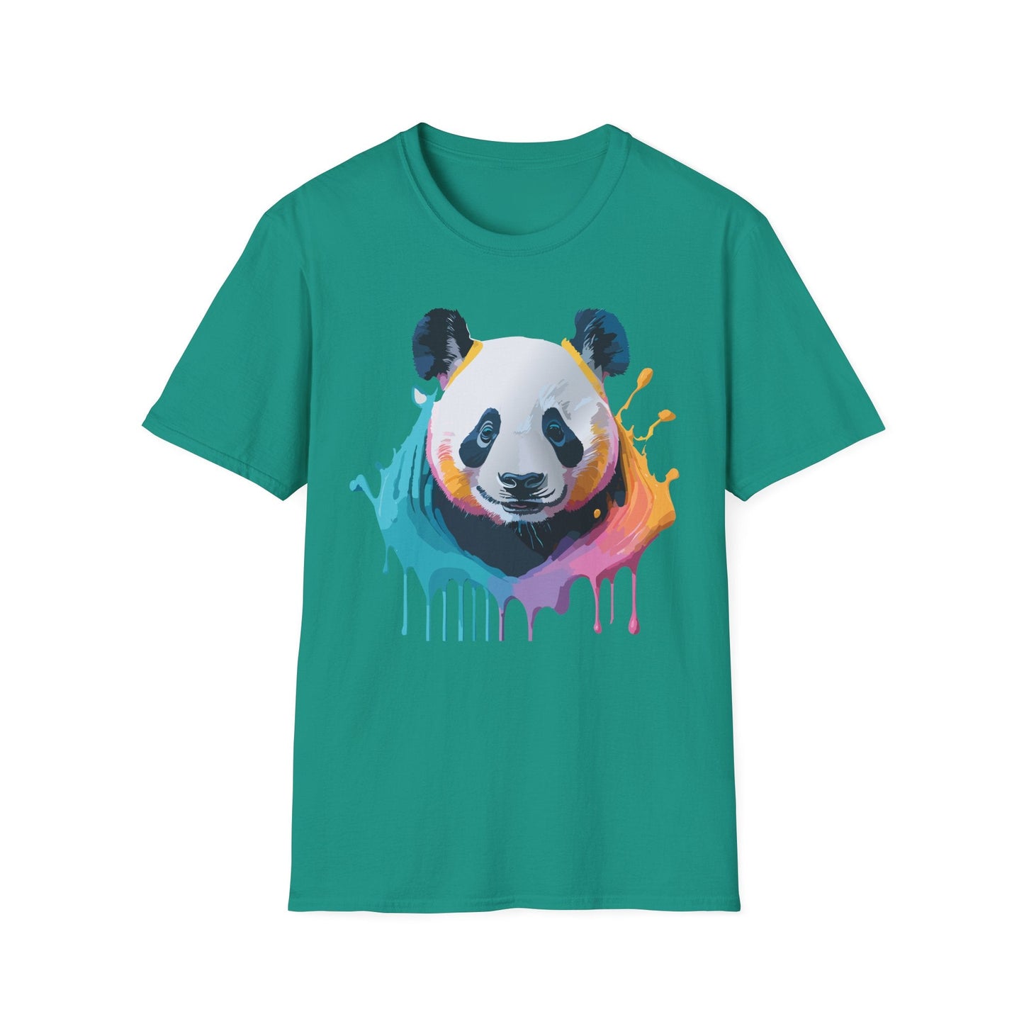 Unisex Panda Shirt T Shirt With Panda Animal Print Tee Softstyle Gildan 64000 100 Percent Ring Spun Cotton