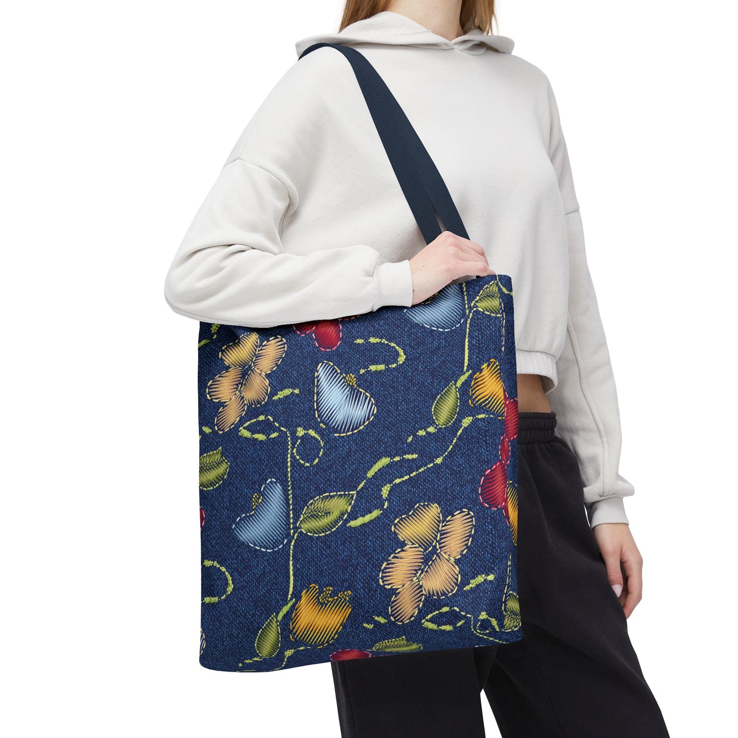 Denim Fabric Imitation Print Unisex Canvas Bag Poly Spun 3 Sizes Tote Bag 128