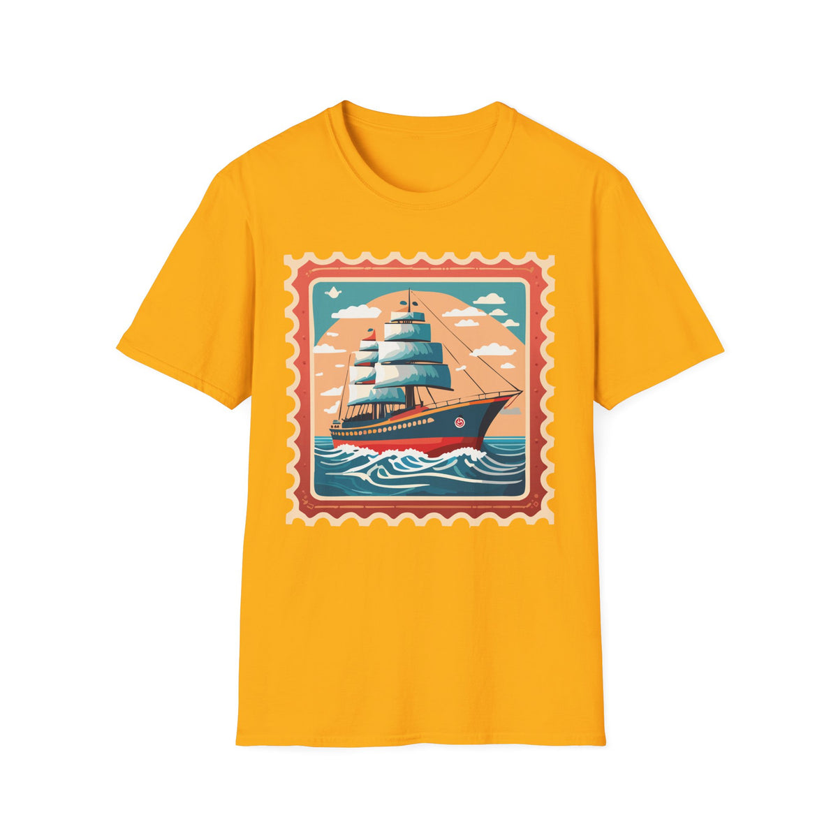 Vintage Sailing Ship T-Shirt | Retro Ocean Stamp Graphic Tee