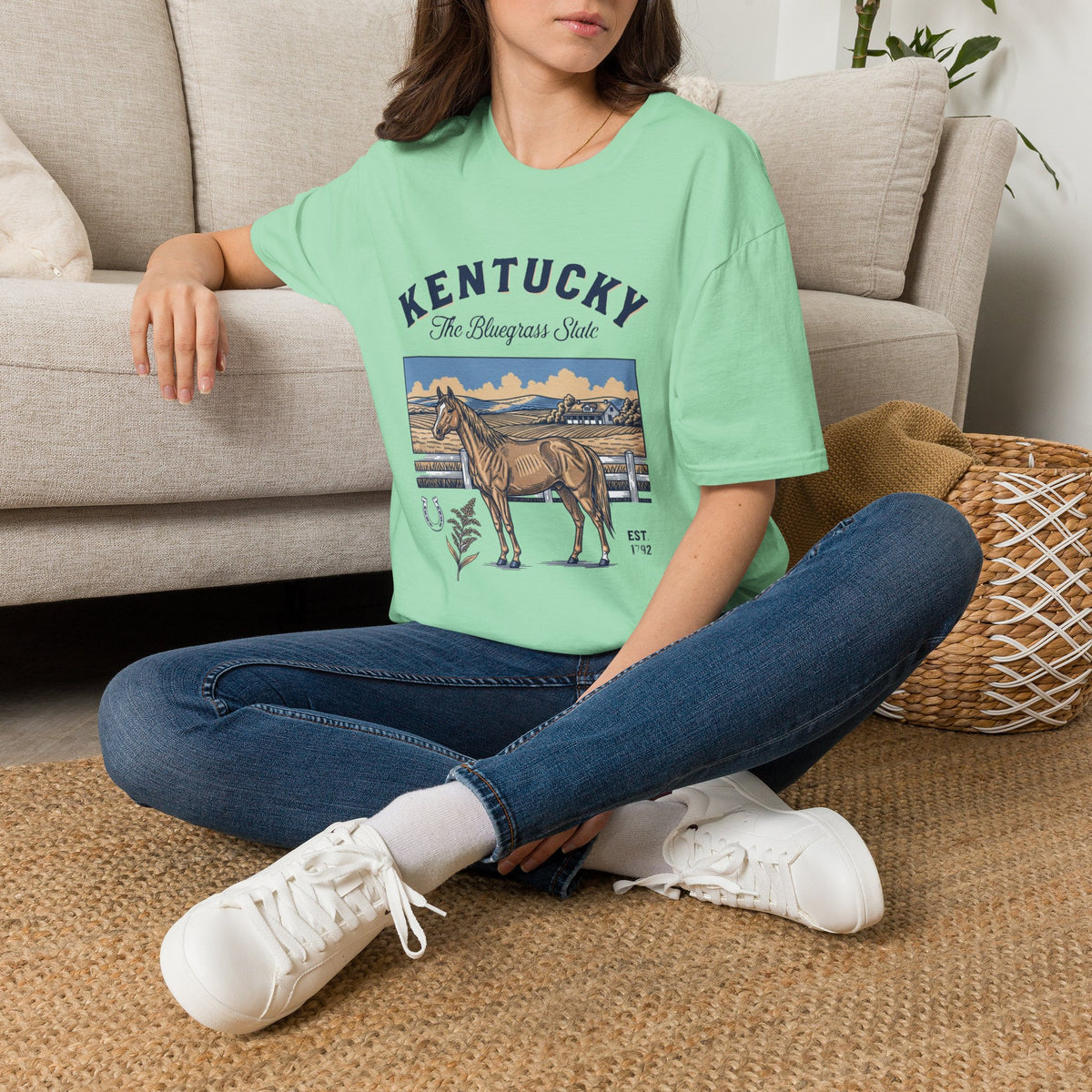Kentucky Horse Vintage Graphic T-Shirt — The Bluegrass State Travel Tourist Graphic Tee Unisex 100 Cotton Gildan T-Shirt
