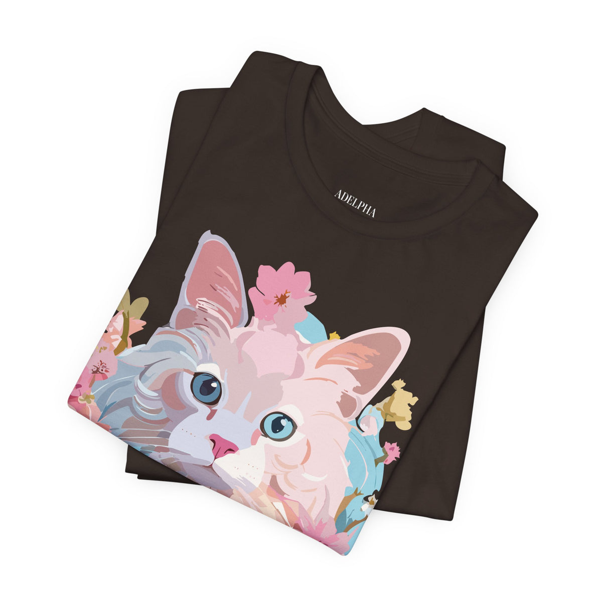 Cat Graphic Unisex Cotton Bella+Canvas Tee with Art Animal Design e102
