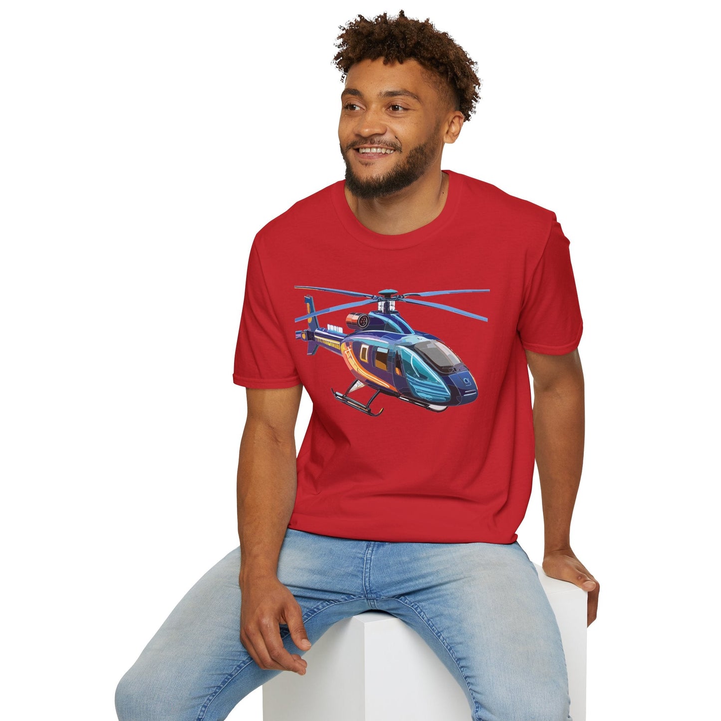 Chopper Helicopter Graphic Unisex Cotton Softstyle Short Sleeve Tee 8