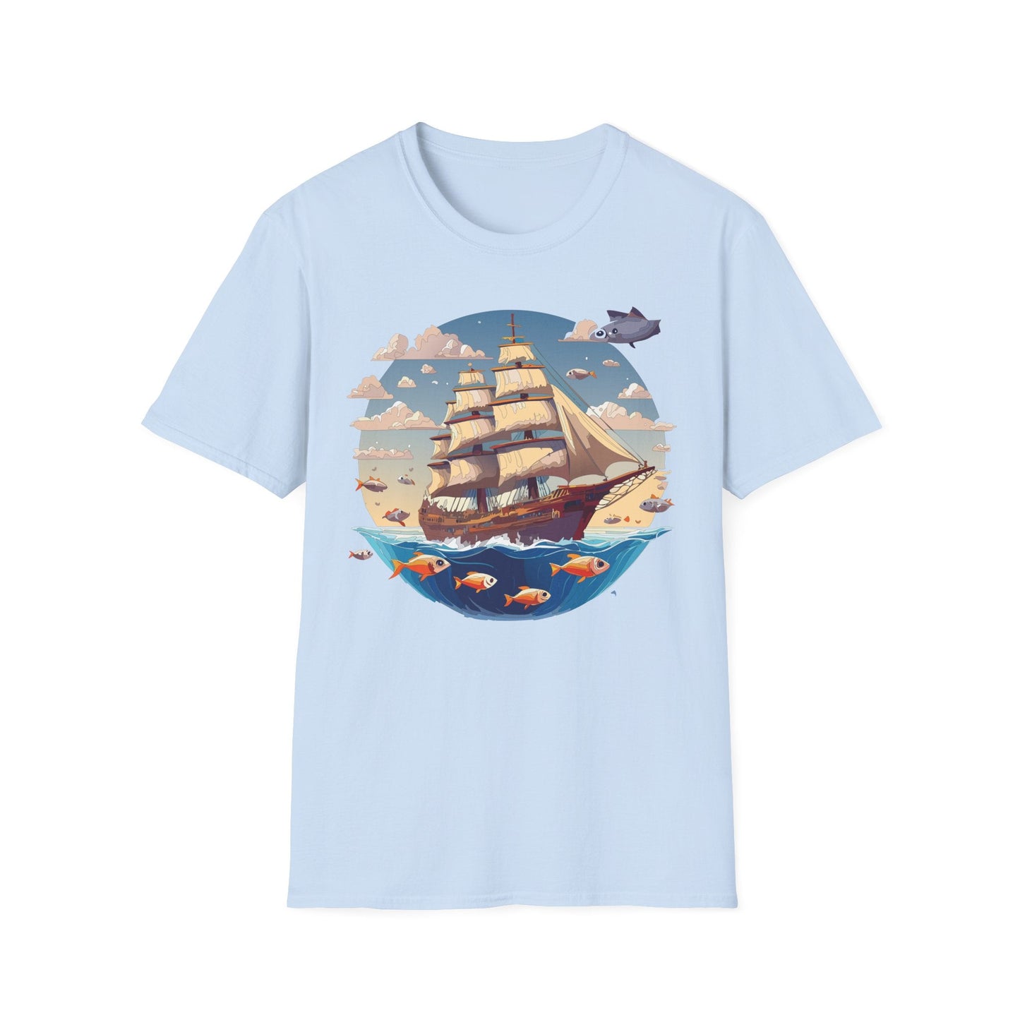 Nautical Ship Frigate Vessel T Shirt Unisex Premium Softstyle Cotton Tee Gildan 64000
