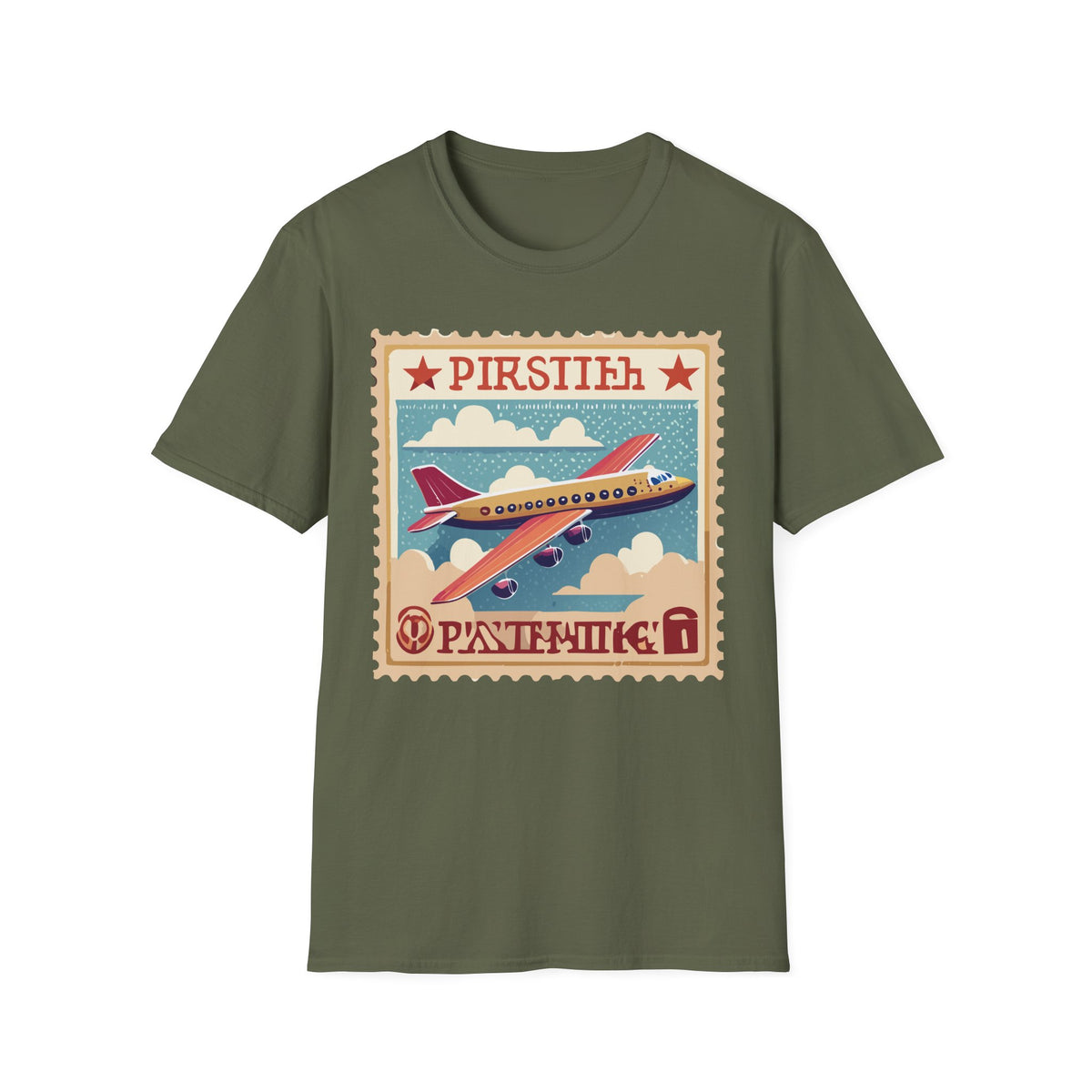 Vintage Airplane Stamp design T-Shirt | Retro Travel Plane Graphic Tee