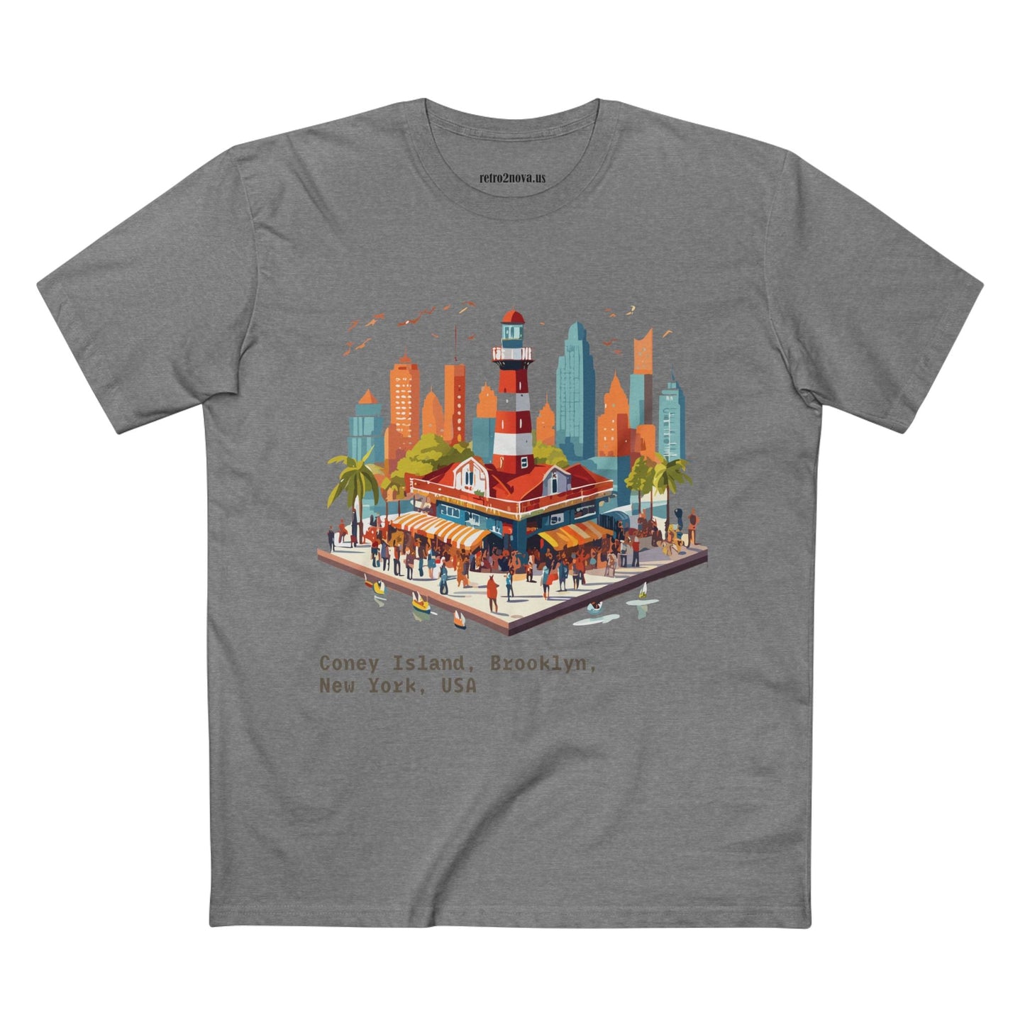 Unisex Travel Shirt Brooklyn Tourist Shirt Premium Cotton Tee with Original Art by Retro2Nova TT25