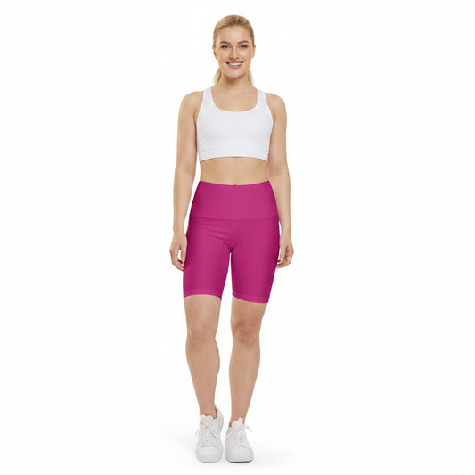Hot Rose Women's Workout Shorts — Solid High-Waist Biker Shorts for Exercise & Everyday Wear