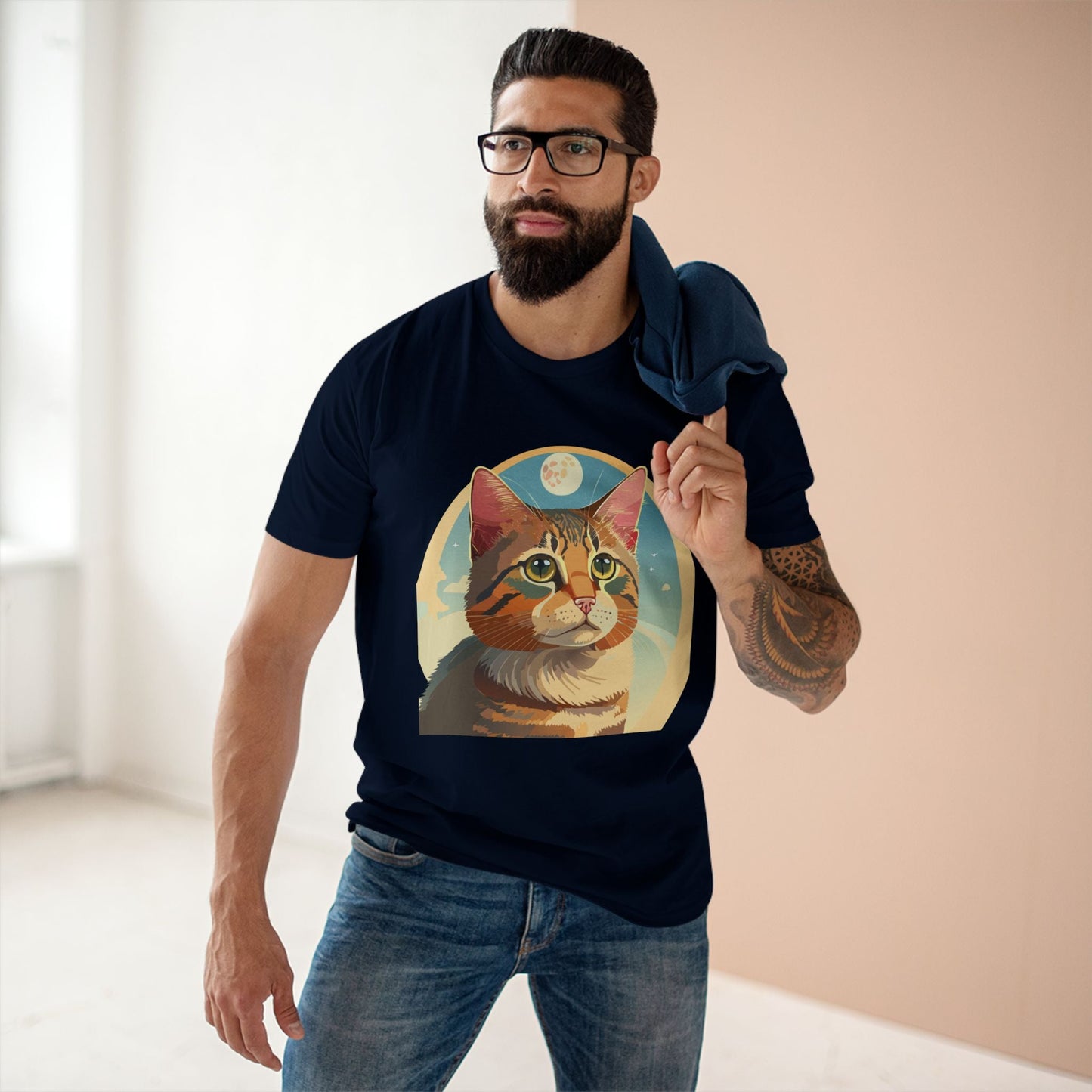 Cat Shirt Unisex Premium Cotton Tee With Original Cat Art Design Retro2Nova Soft Breathable Regular Fit