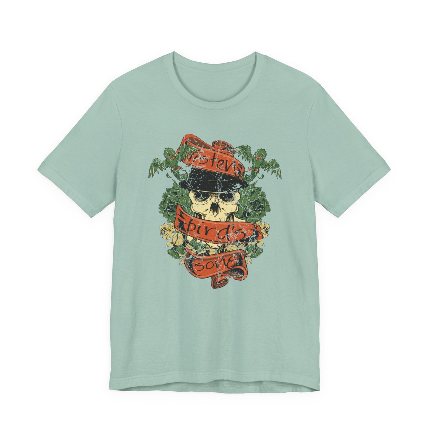 Skull Floral Tattoo Style Graphic Design Unisex Cotton T-Shirt Art-38