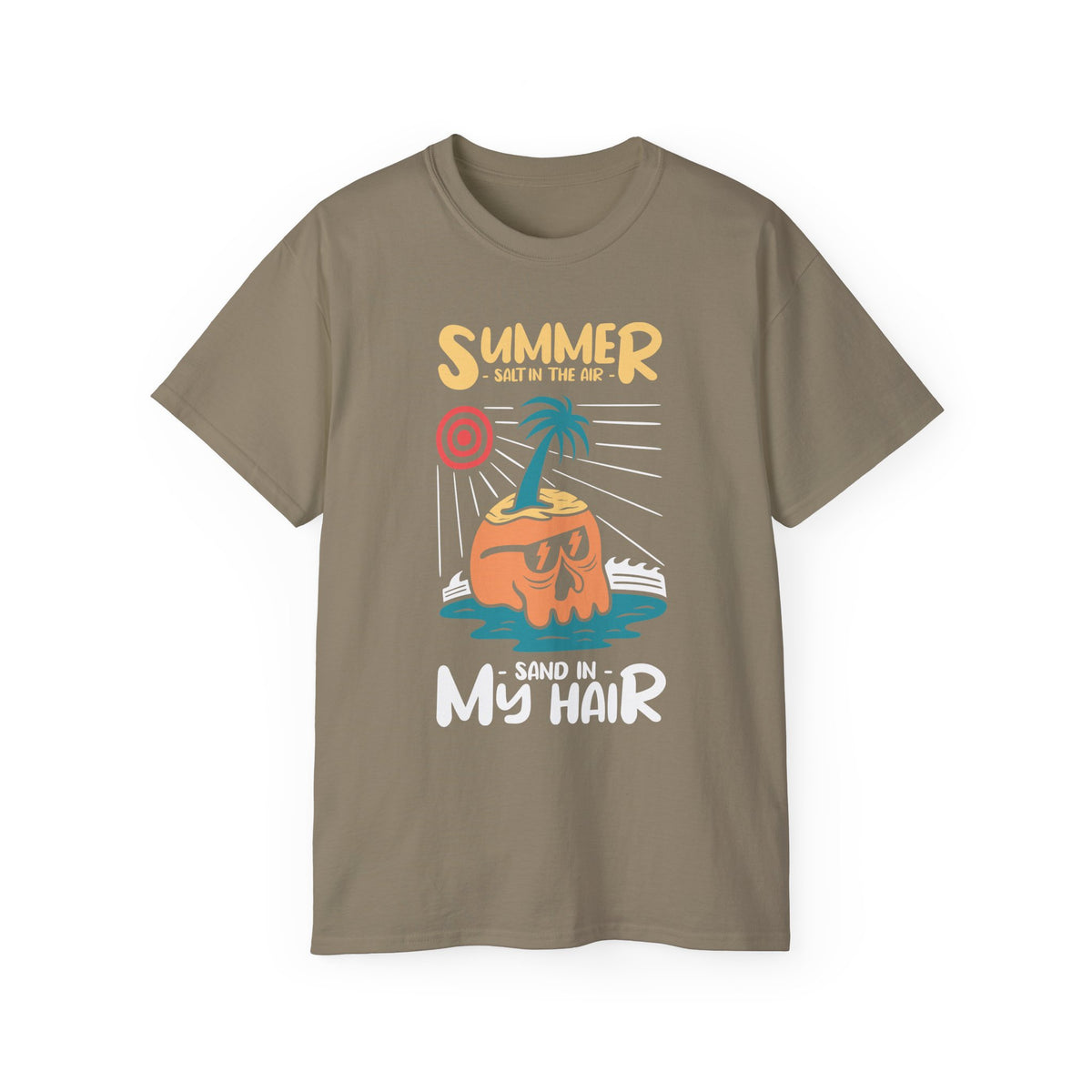 Summer Coconut Character T-Shirt | Sand in My Hair Beach Tee