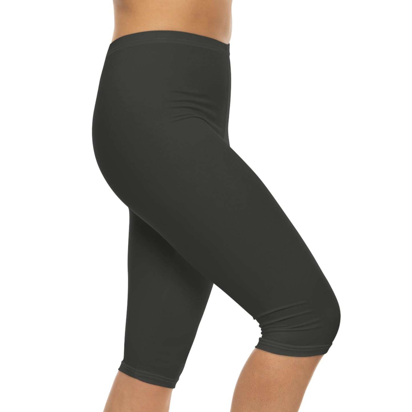 Charcoal Ash Color Women's Brushed Suede Poly Span Casual Capri Leggings XS-2XL