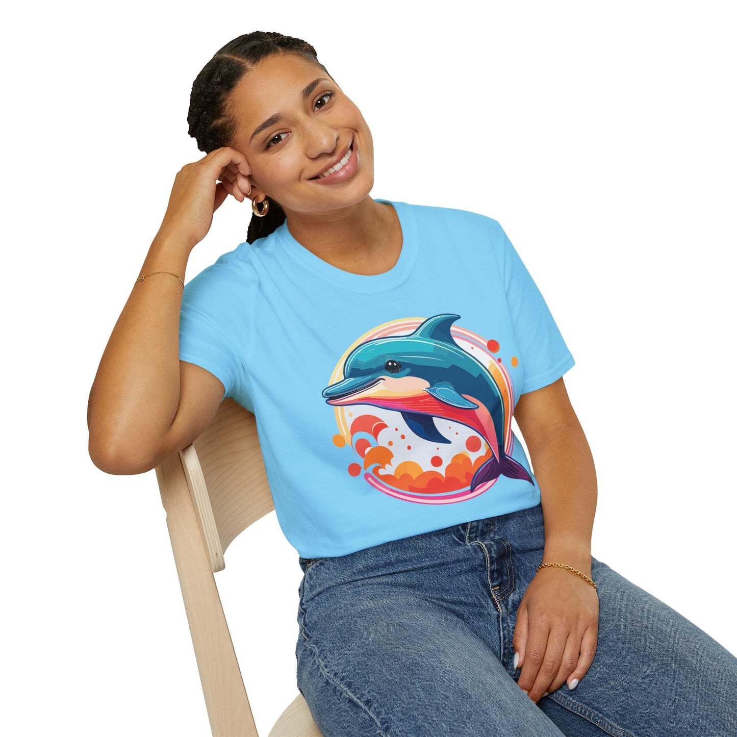 Dolphin Shirt Unisex Softstyle Tee Short Sleeve 100 Percent Ring Spun Cotton Gildan 64000