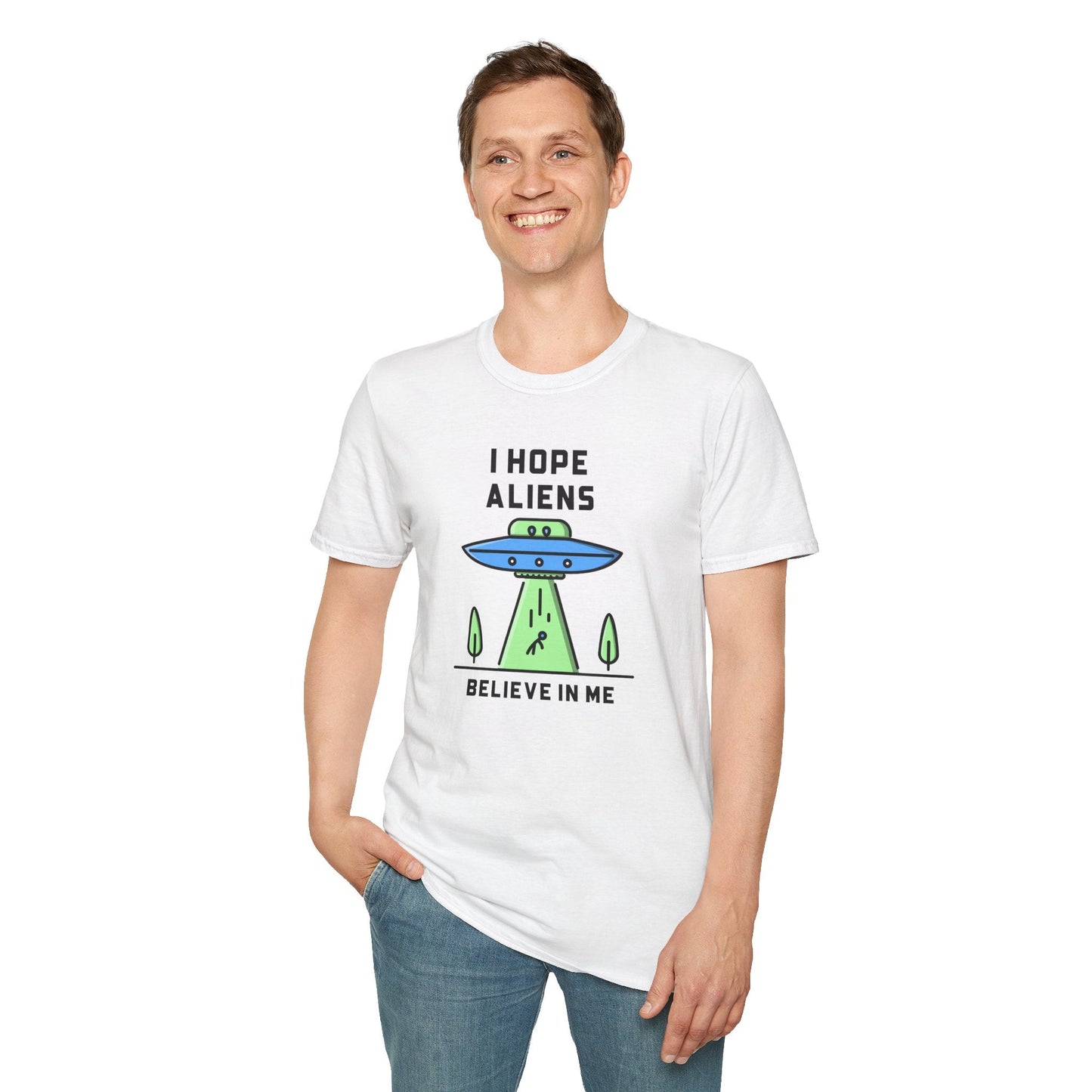 Alien UFO TShirt  I Hope Aliens Believe In Me Cute SciFi Graphic Tee