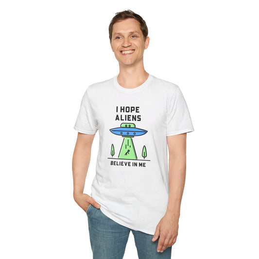 Alien UFO TShirt  I Hope Aliens Believe In Me Cute SciFi Graphic Tee