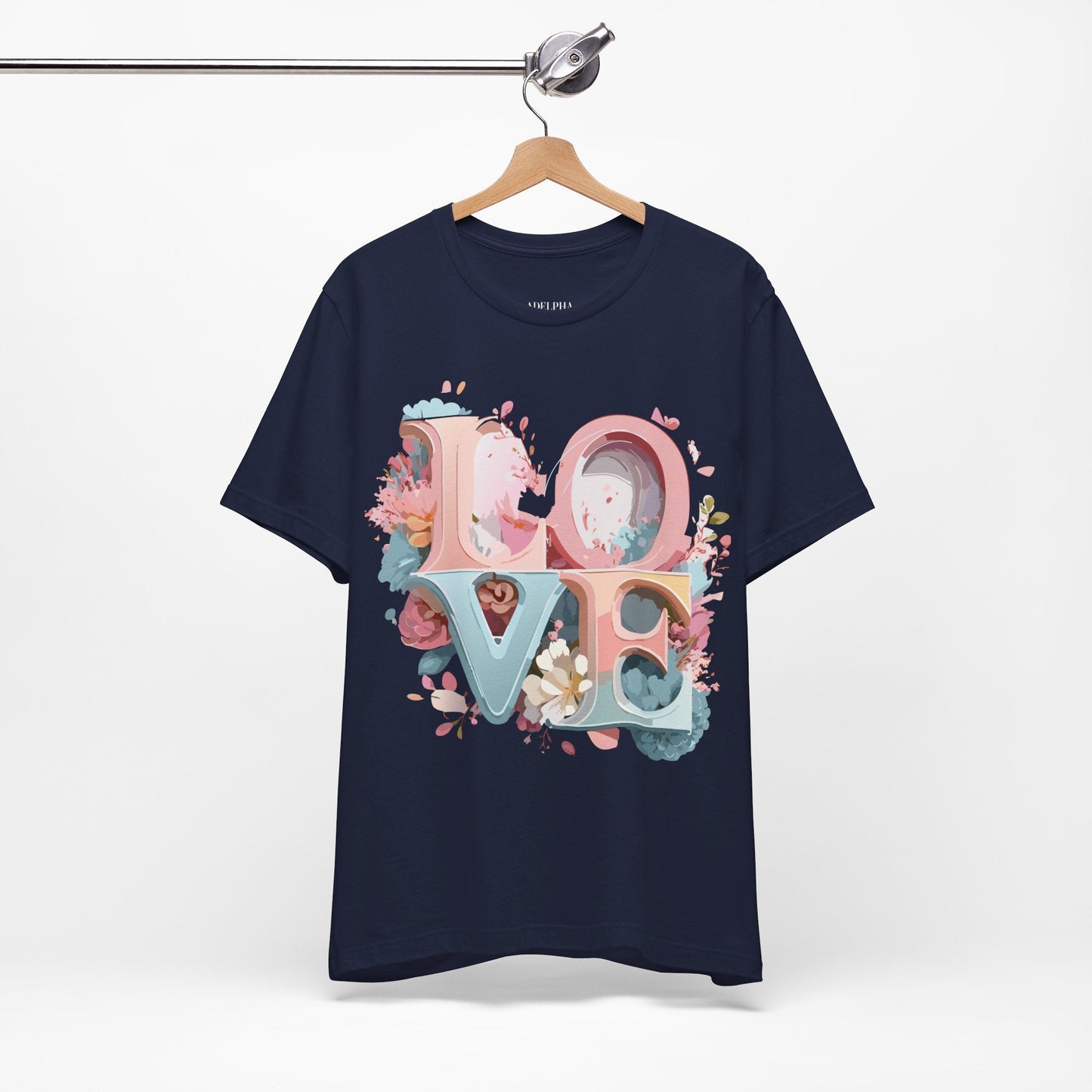 Valentine Day Graphic Unisex 100 Cotton Vintage Artwork with Love and Flower Design Tee 46