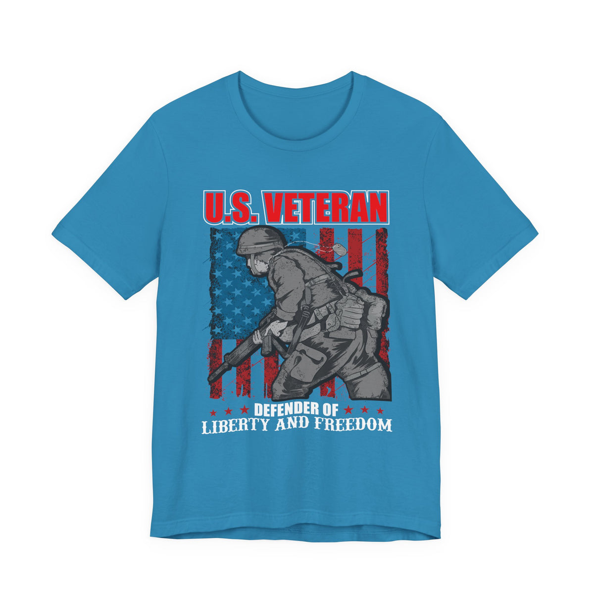 U.S. Veteran Soldier Illustration Tee Defender of Liberty and Freedom Unisex Cotton v31