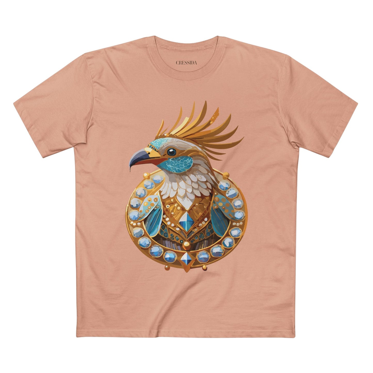 Bird Graphic Unisex 100 Cotton Tee With Unique Animal Golden Medallion Art Design 23