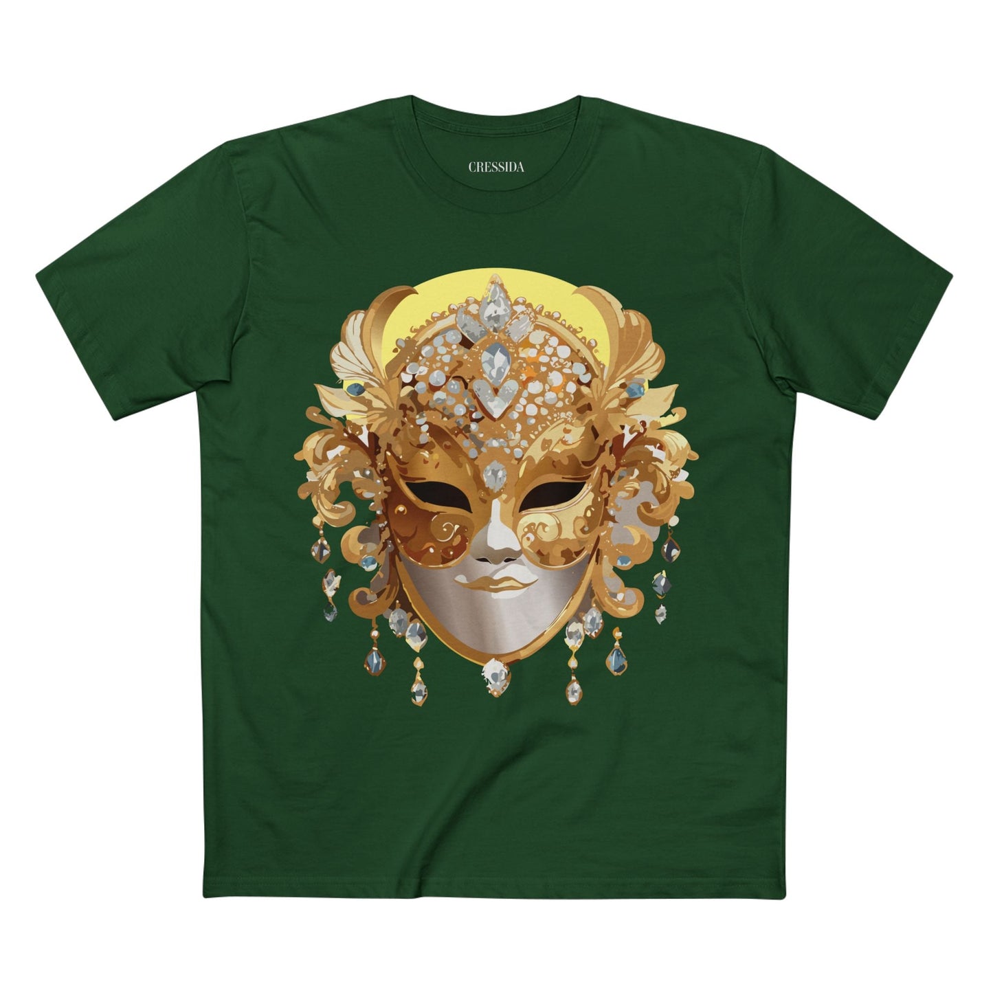 Carnival Mask Graphic T-Shirt Unisex 100 Cotton With Antique Gold Art Design Tee 7