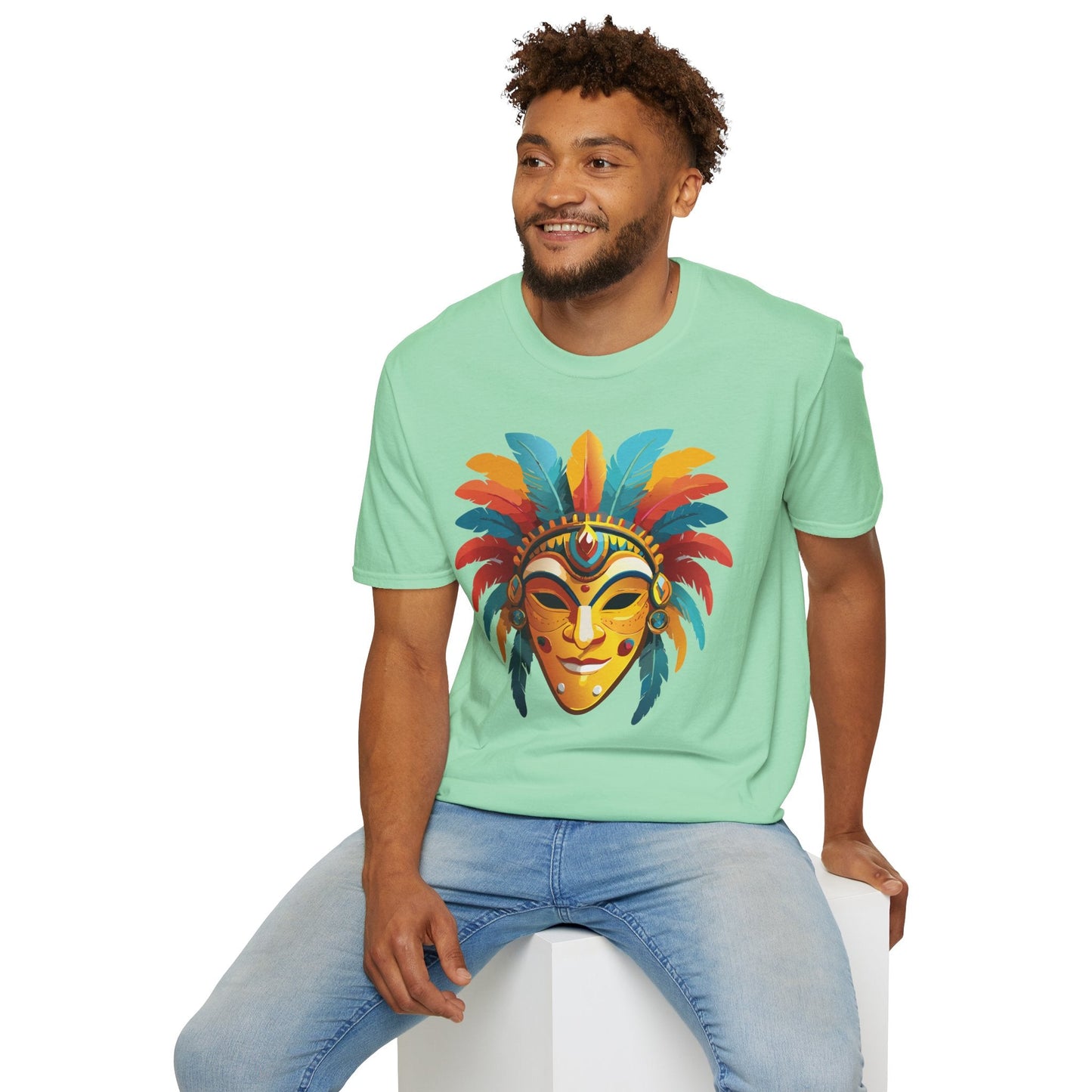 Mask Tee Shirt Unisex Masquerade Design Gildan Softstyle 100 Percent Cotton Tee for Everyday Comfort