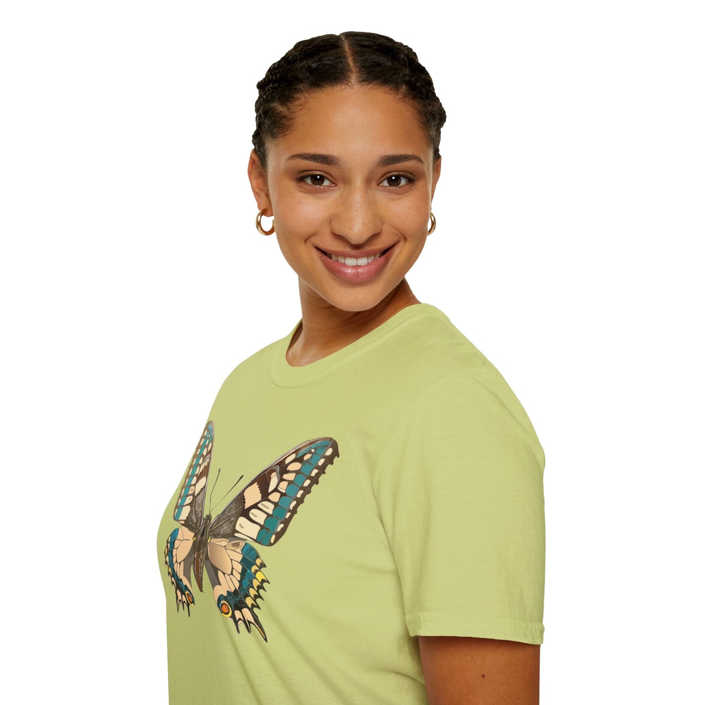 Unisex Butterfly T Shirt Softstyle 64000 Ring Spun Cotton Lightweight Tee Breathable Everyday Comfort