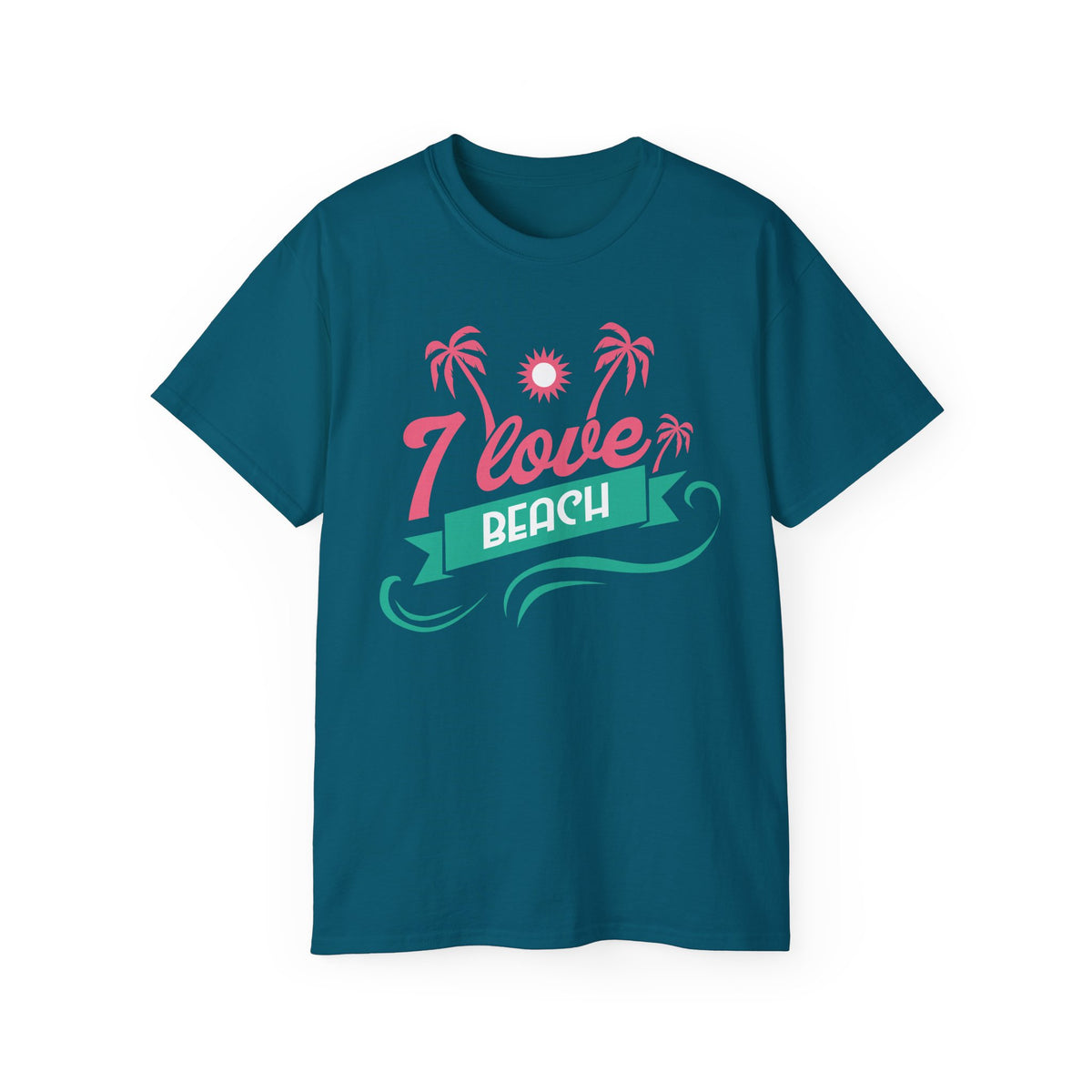 I Love Beach T-Shirt | Palm Trees Sun Waves Graphic Tee