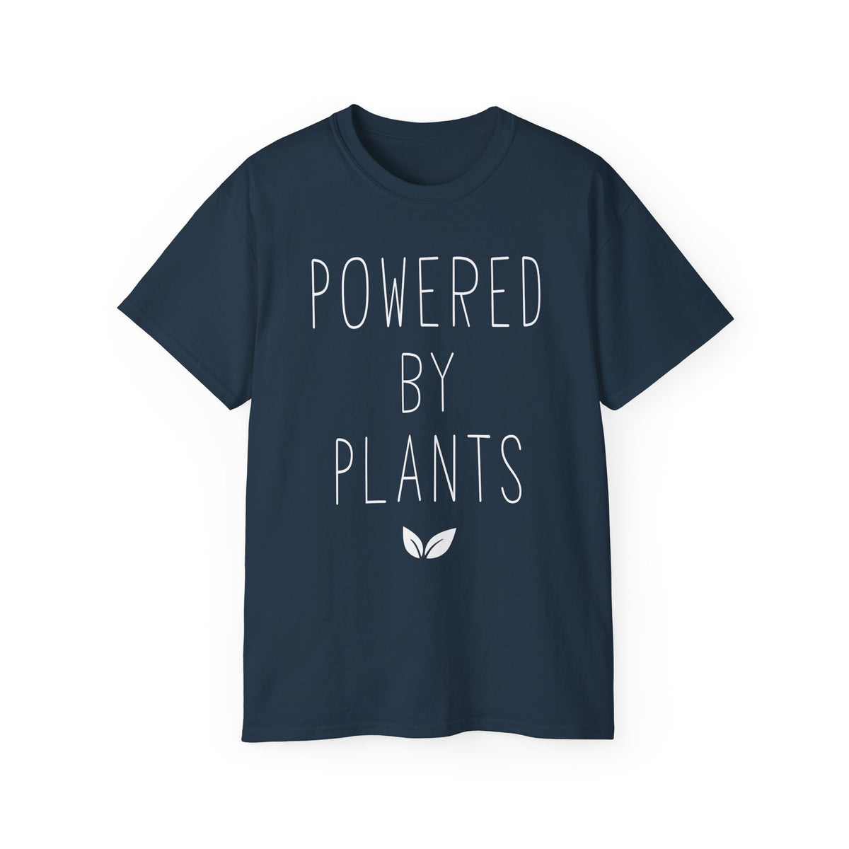 Powered By Plants T-Shirt | Vegan Plant-Based Tee, Leaf Graphic