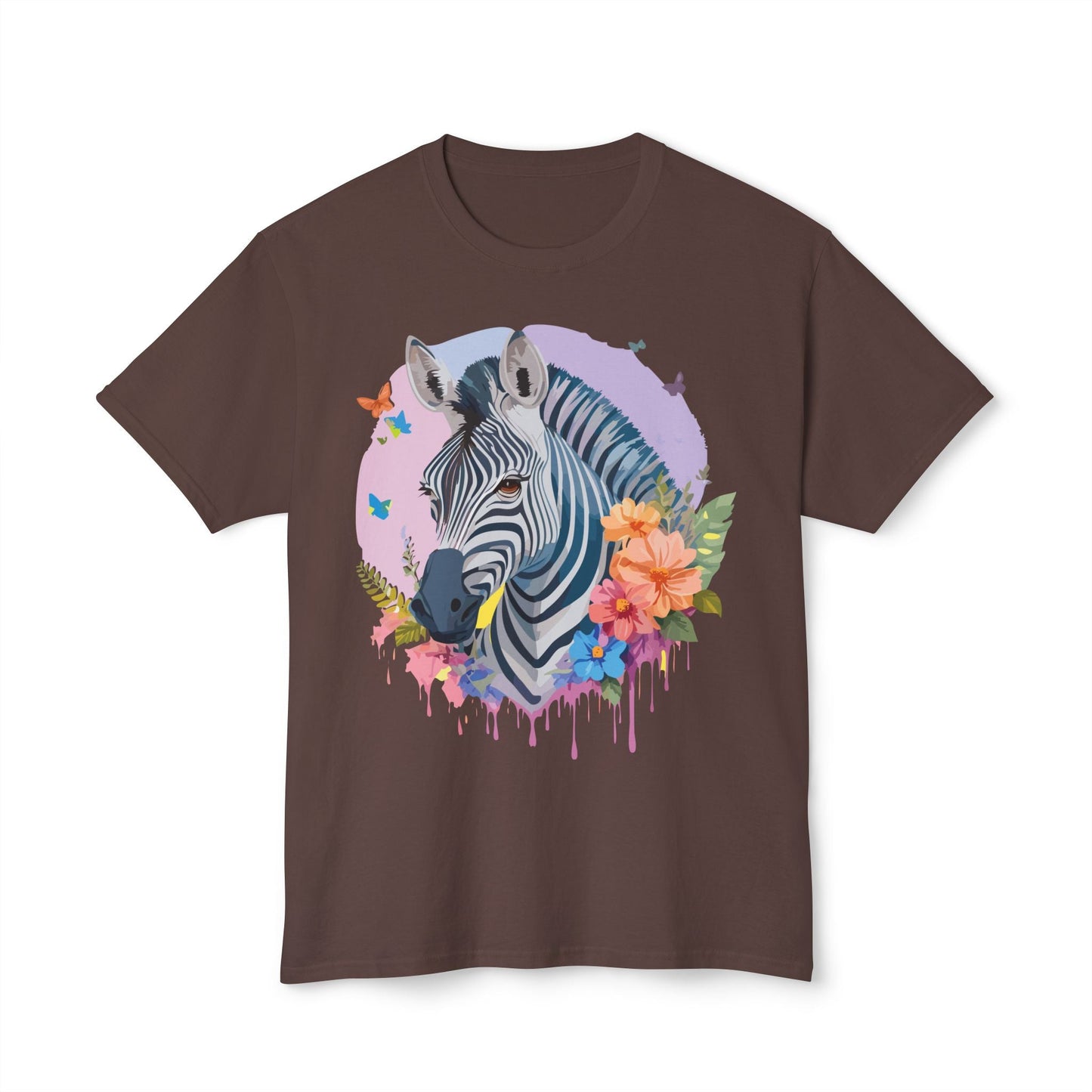 Unisex Zebra T Shirt With Art Print HD Cotton Vintage Zebra Tee Floral Design Graphic Tee
