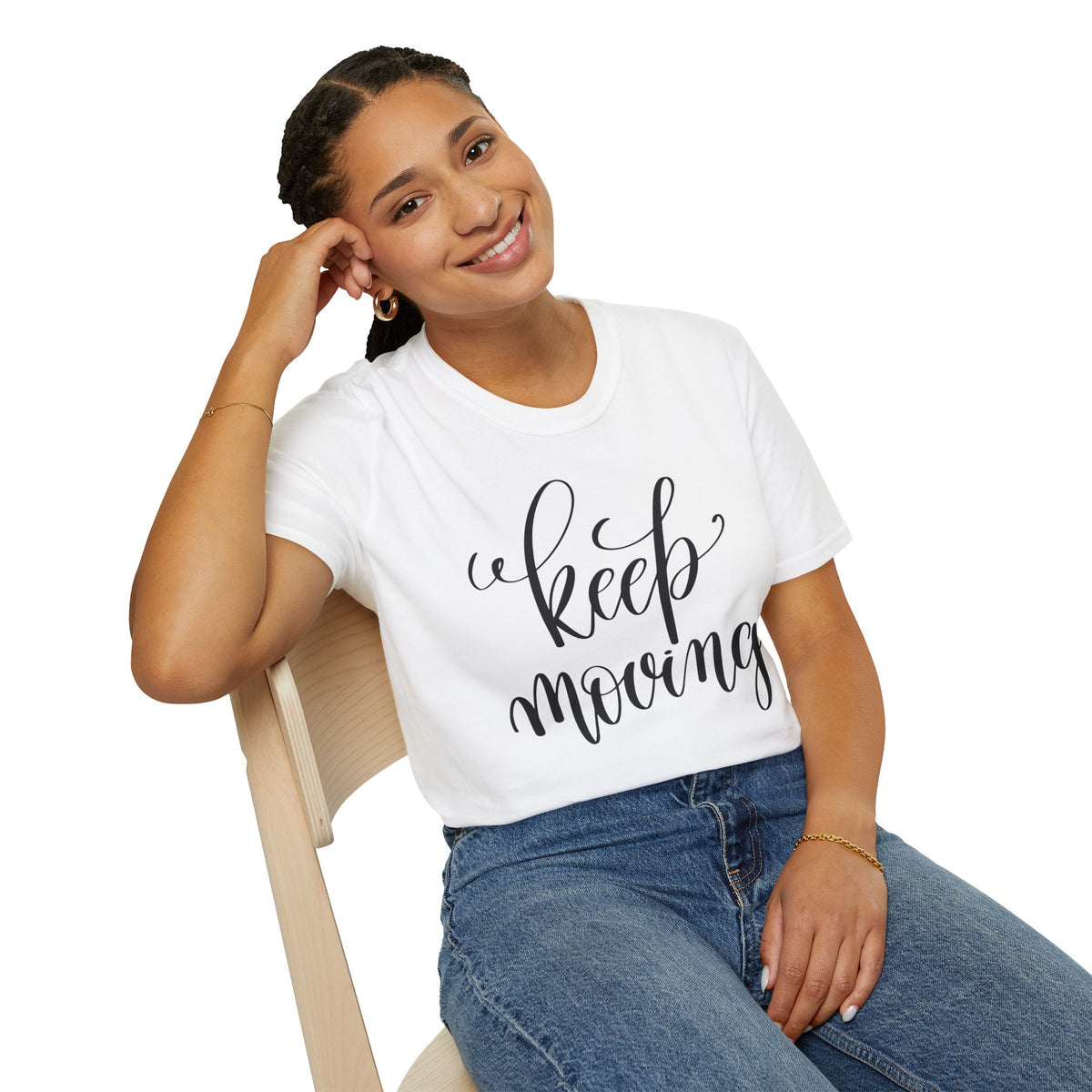 Keep Moving T-Shirt Unisex Cotton Short Sleeves Inspirational Script Workout Tee