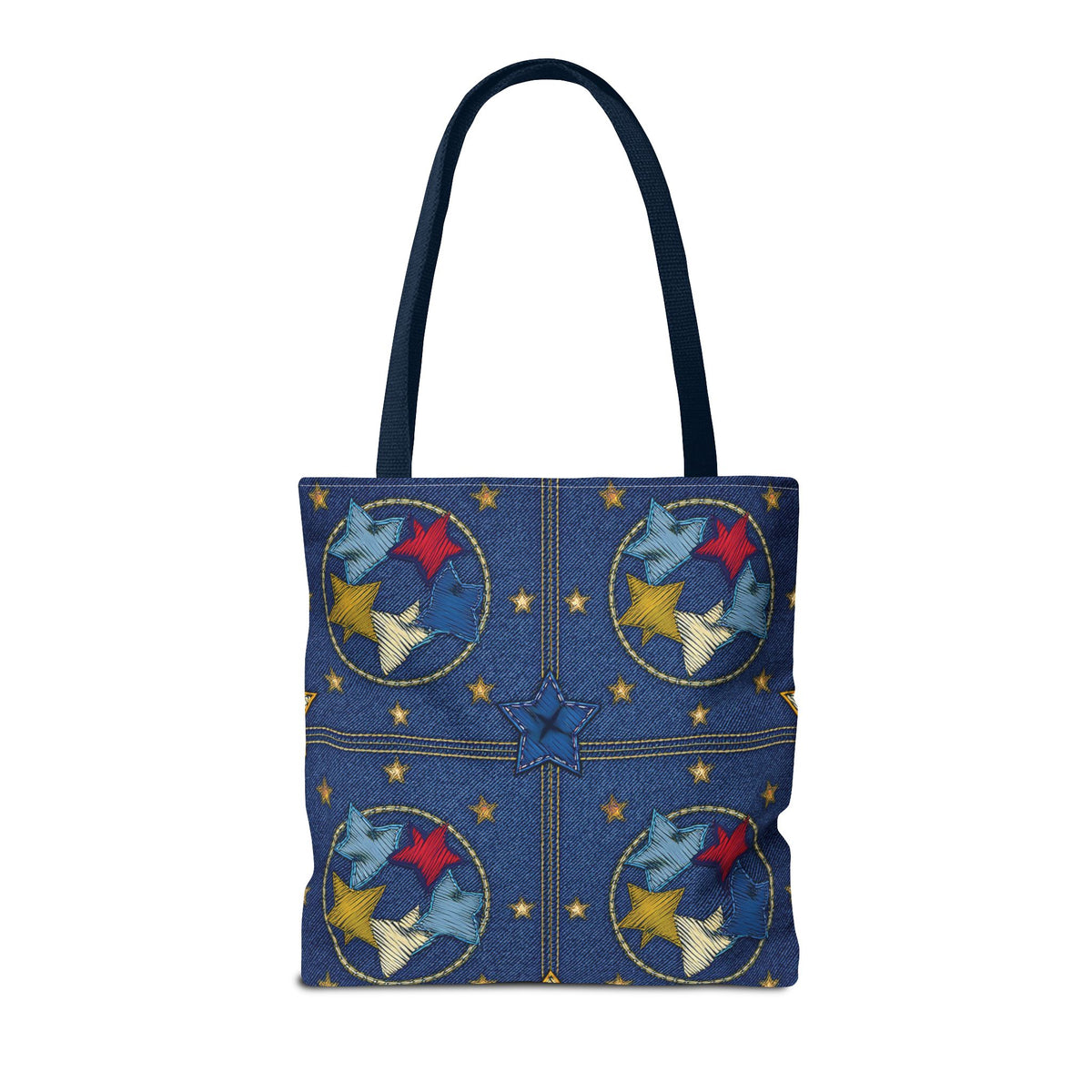 Denim Fabric Imitation Print Unisex Canvas Bag Poly Spun 3 Sizes Tote Bag 181-2