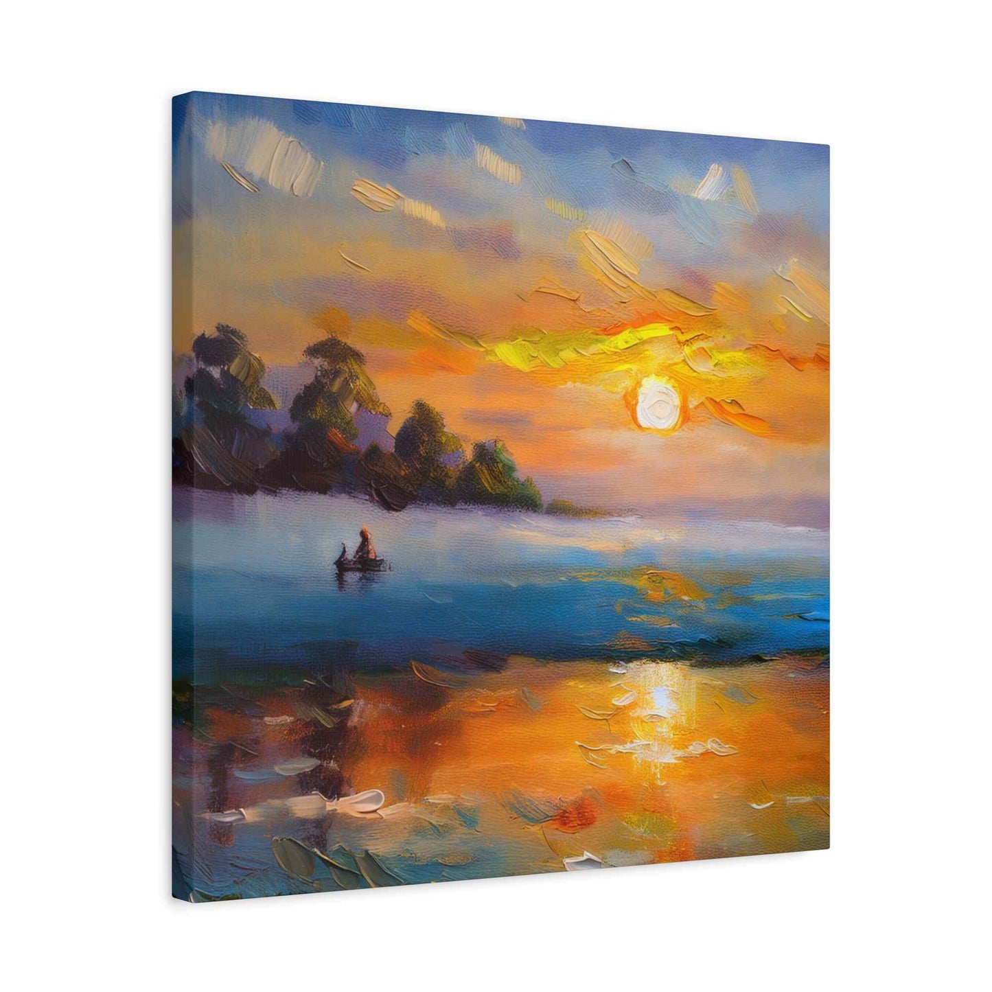 Sunrise Print Canvas, Oil Paint Print 20x20, 24x24, 30x30, 32x32, 36x36 Art Design Print Pine-Wood Inner Frame MC-43