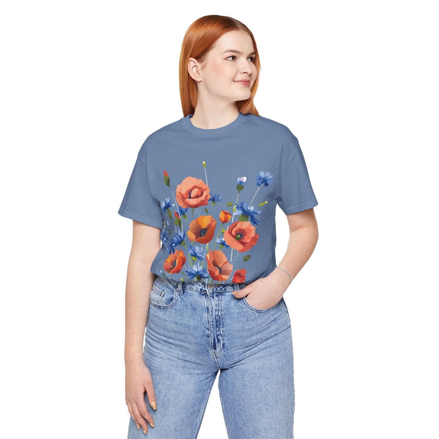 Unisex Floral Shirt Floral Print Tee Lightweight Breathable Fabric Short Sleeve Casual Wear